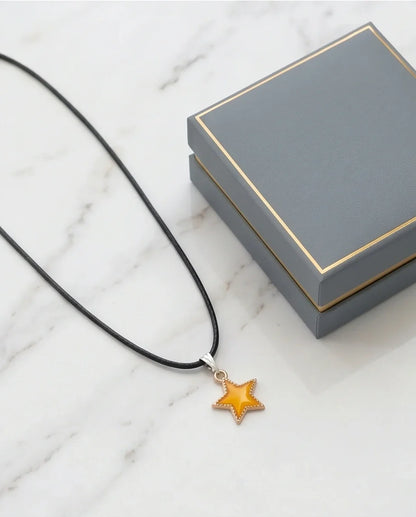 Vibrant Yellow Star Enamel Pendant Necklace