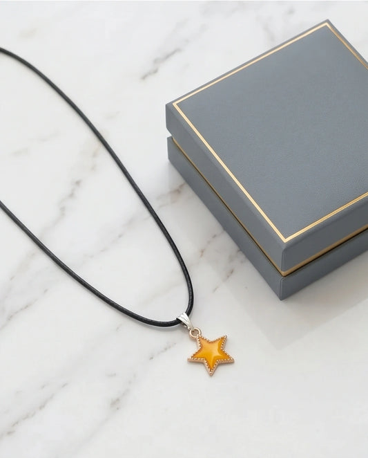 Vibrant Yellow Star Enamel Pendant Necklace