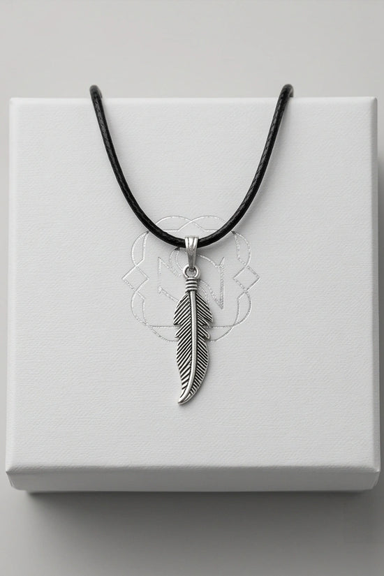 Silver Curved Retro Feather Necklace
