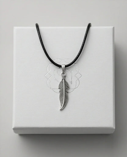 Silver Curved Retro Feather Necklace