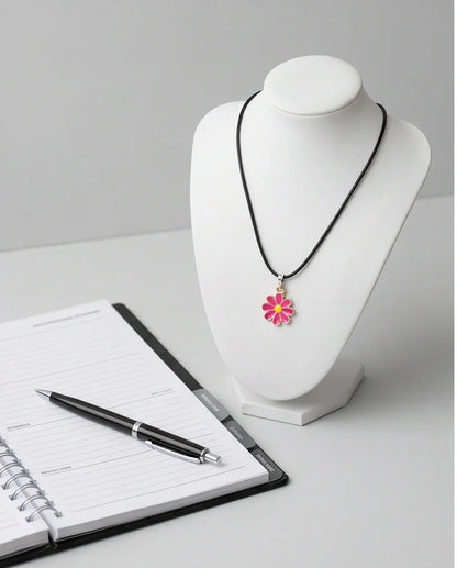 Gold and Hot Pink Daisy Necklace