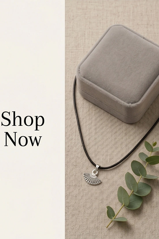 Silver Hand Fan Pendant Necklace