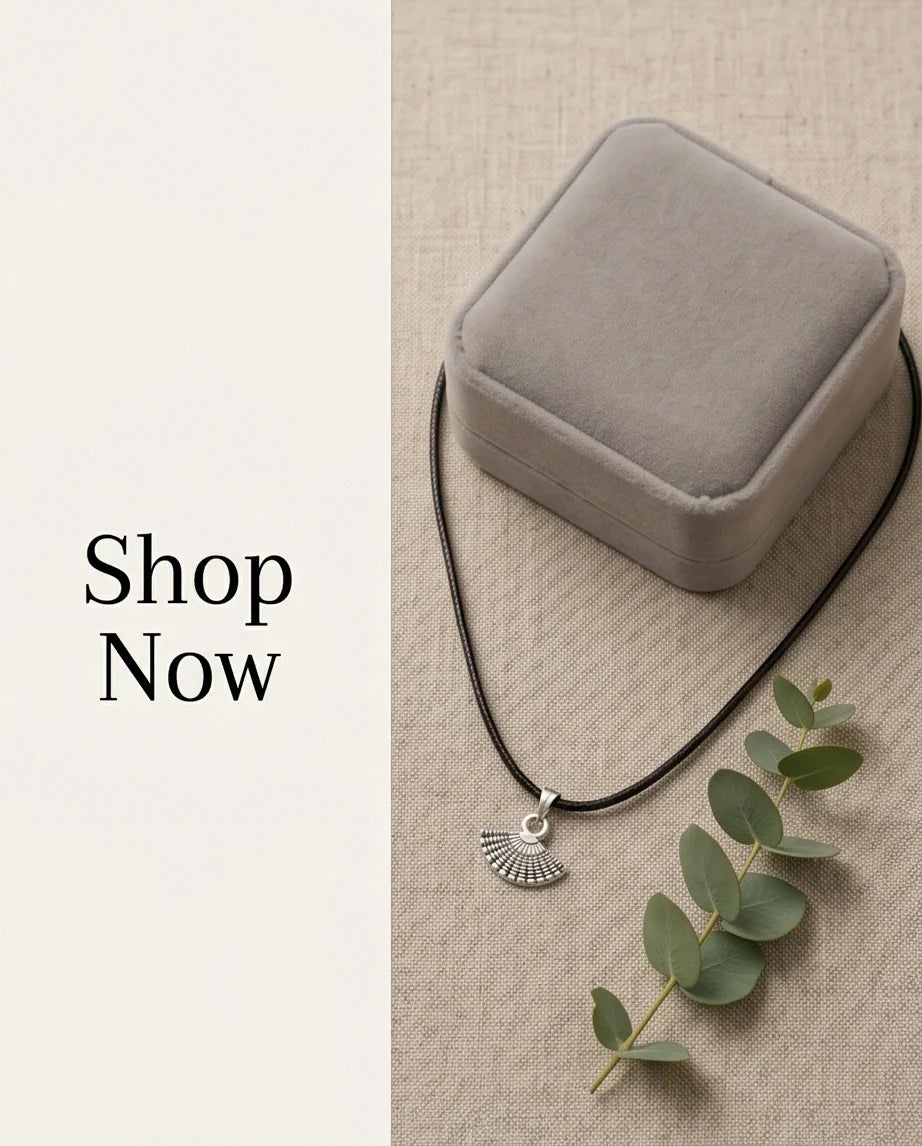 Silver Hand Fan Pendant Necklace