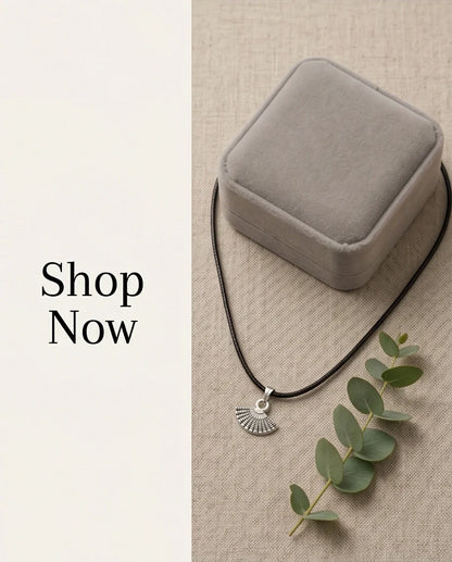 Silver Hand Fan Pendant Necklace