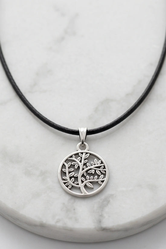 The Eternal Roots: Matte Silver Tree of Life Medallion Necklace