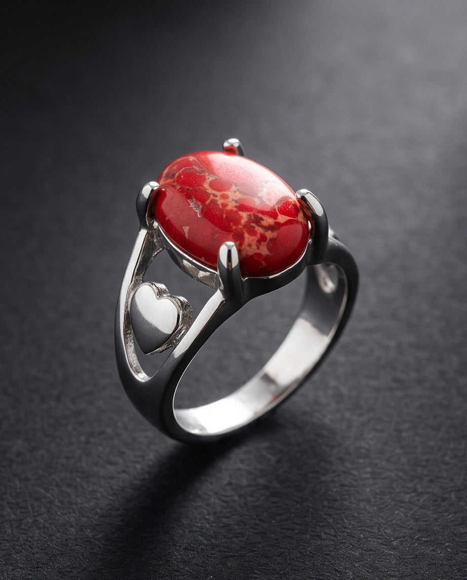 Crimson Heart Imperial Jasper Ring