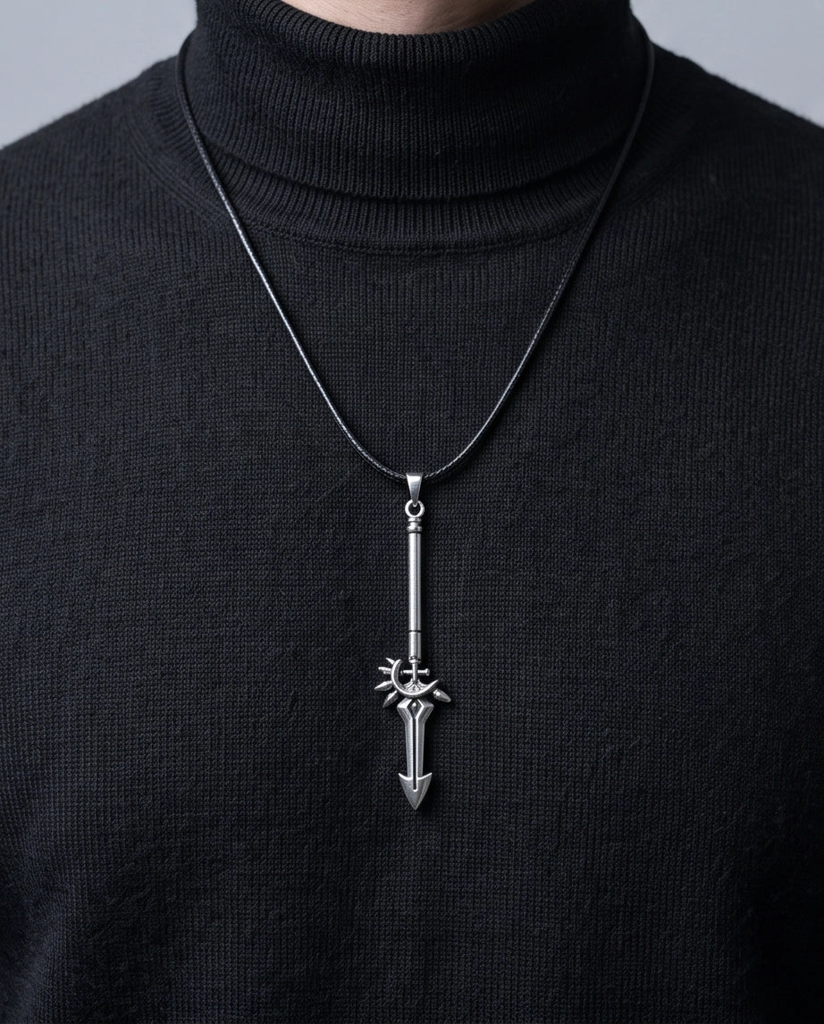 Spiked Crescent Spearhead Pendant Necklace