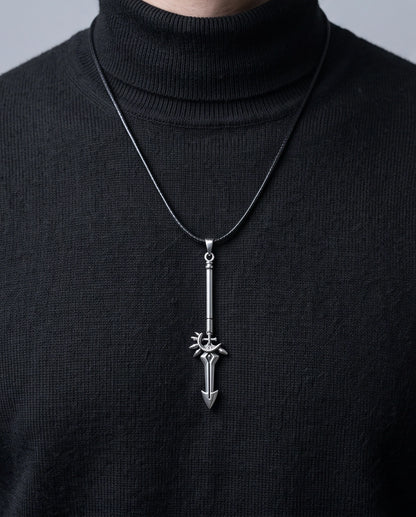 Spiked Crescent Spearhead Pendant Necklace