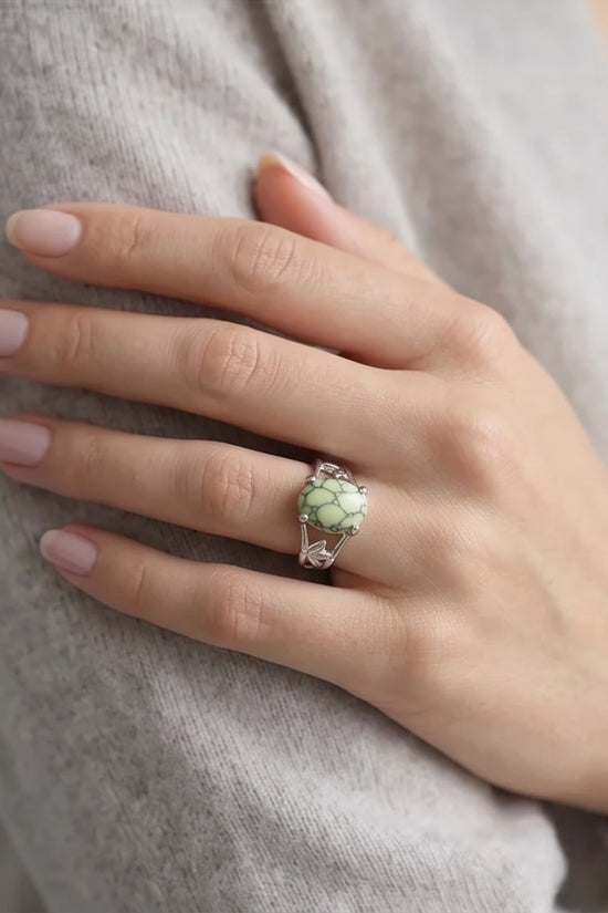 Earthy Mint Leaf Statement Ring