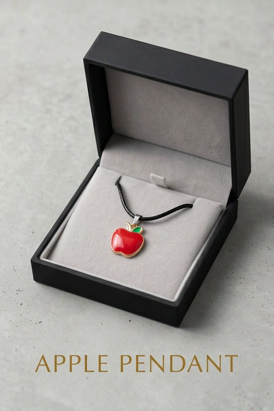 Gold and Red Apple Pendant Necklace