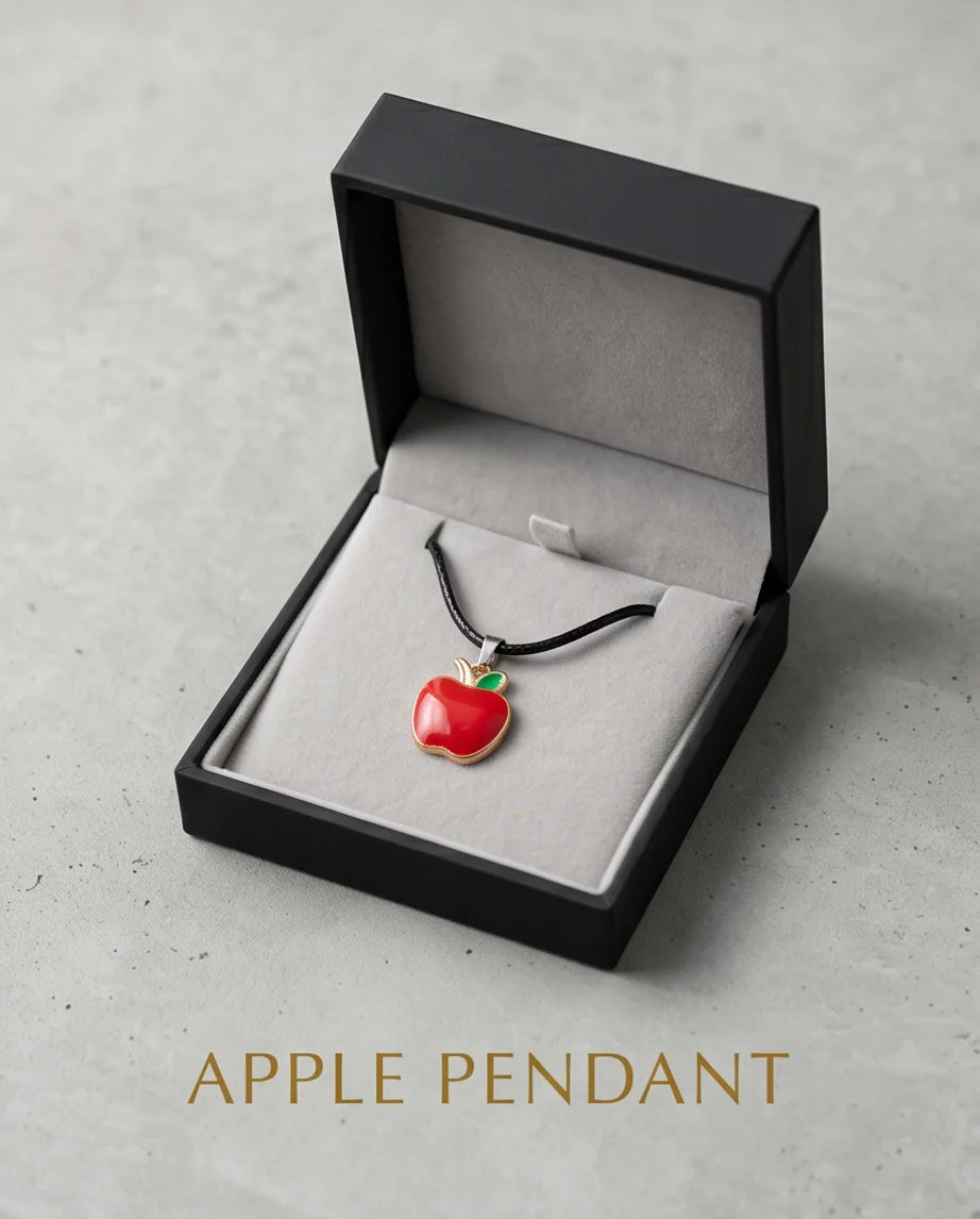 Gold and Red Apple Pendant Necklace