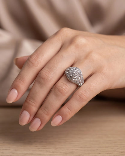 Full-Pavé Starburst Dome Signet Ring