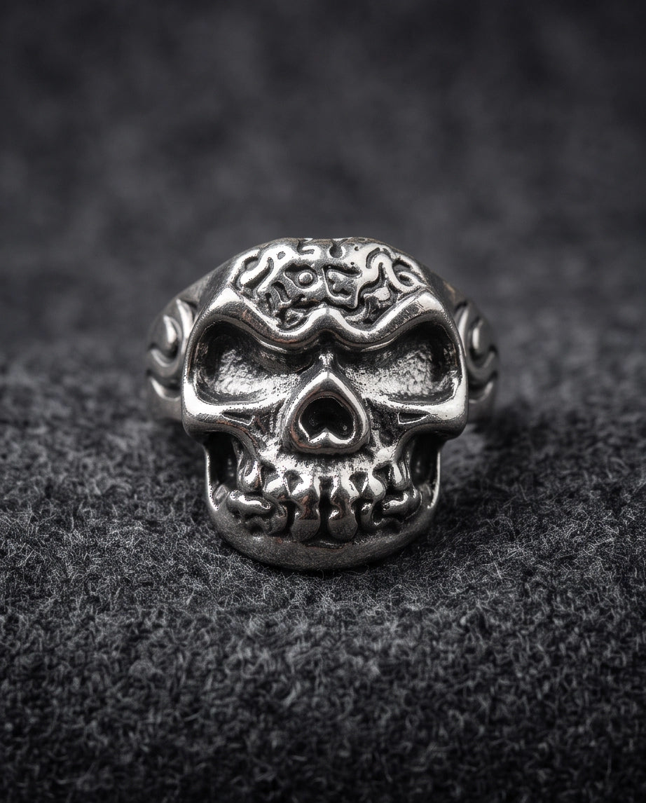 Tribal Cranium Engraved Skull Ring