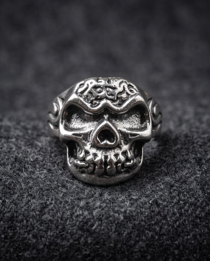 Tribal Cranium Engraved Skull Ring