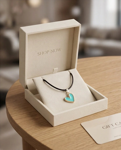 Gold and Turquoise Beaded Heart Necklace