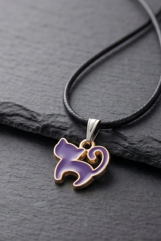 Playful Purple Cat Pendant