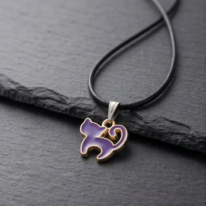 Playful Purple Cat Pendant