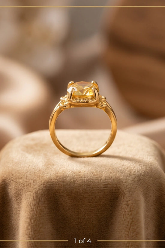 Golden Solis Citrine Filigree Ring