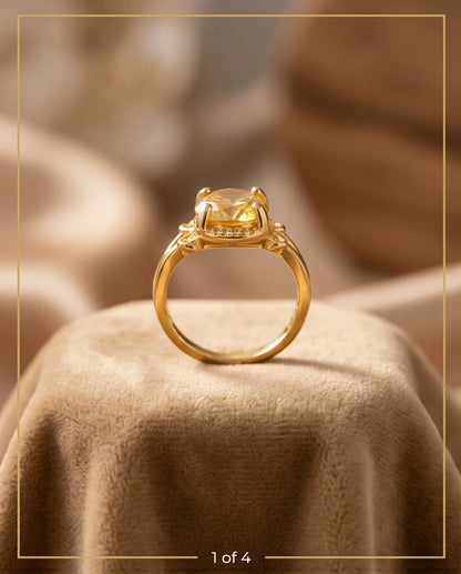 Golden Solis Citrine Filigree Ring
