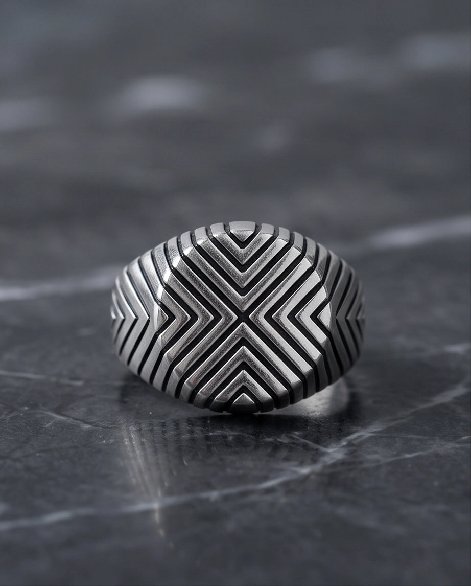 Geometric Chevron Signet Ring