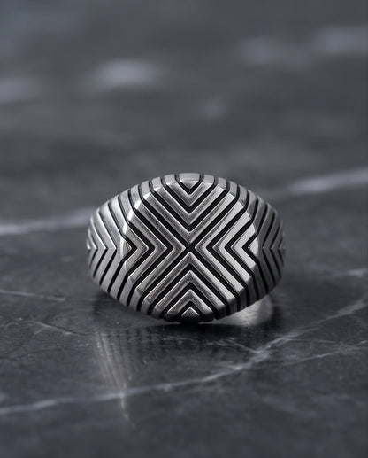 Geometric Chevron Signet Ring