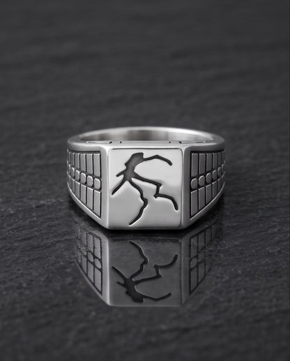 Minimalist Lightning Bolt Signet Ring