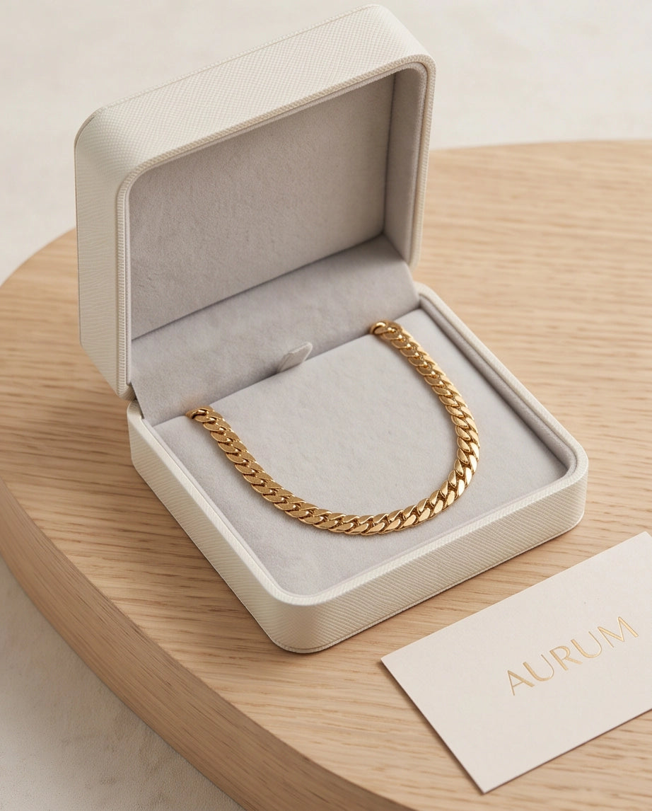 Textured Gold Cuban Link Chain Necklace
