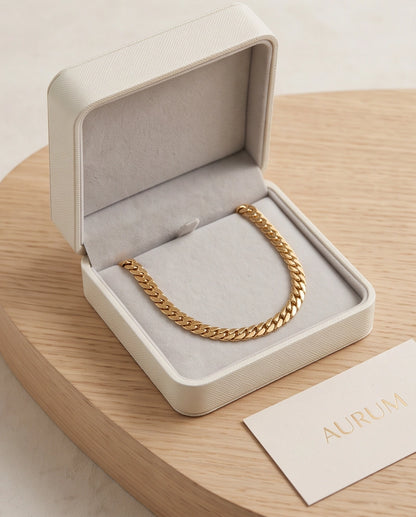 Textured Gold Cuban Link Chain Necklace