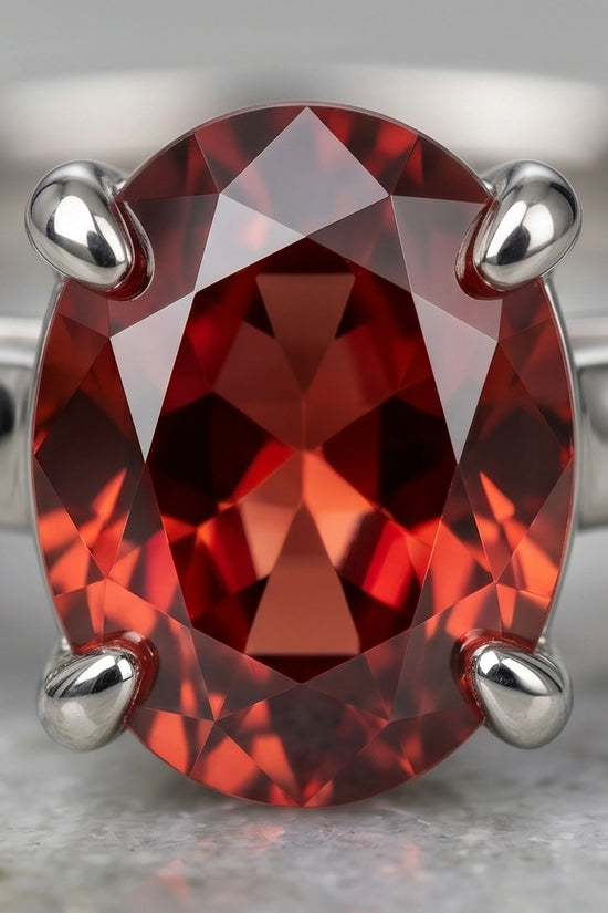 Sterling Silver Oval-Cut Ruby Red Solitaire Ring