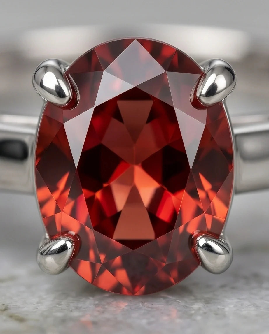Sterling Silver Oval-Cut Ruby Red Solitaire Ring