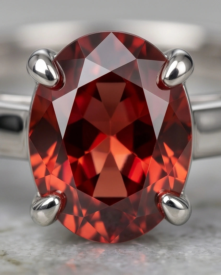 Sterling Silver Oval-Cut Ruby Red Solitaire Ring