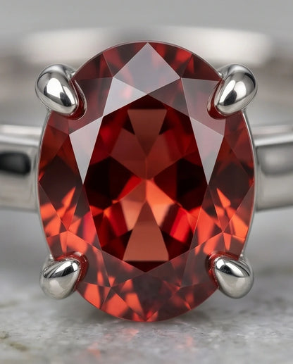 Sterling Silver Oval-Cut Ruby Red Solitaire Ring