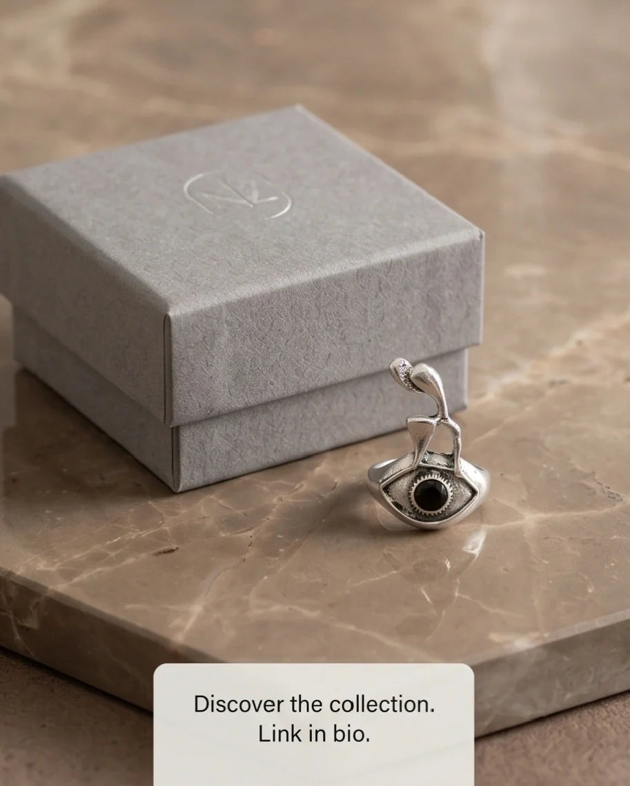 Gothic Evil Eye Abstract Figural Ring