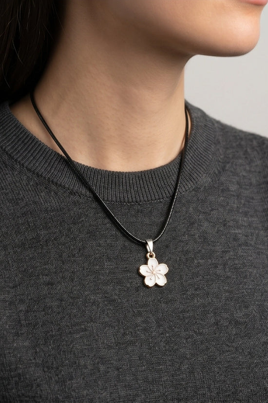 Gold and White Cherry Blossom Necklace
