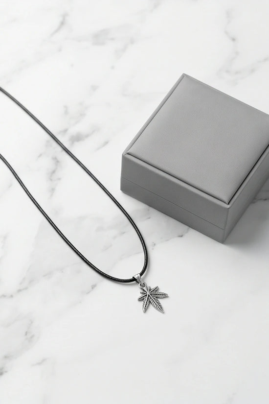 Silver Palm Leaf Pendant Necklace