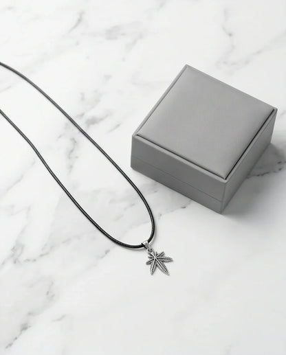 Silver Palm Leaf Pendant Necklace
