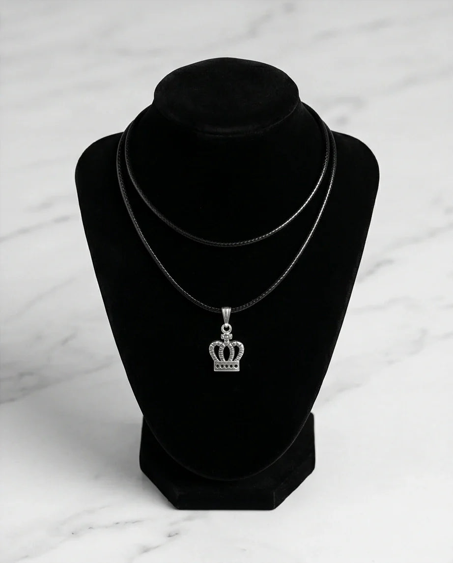 Silver Crown Pendant Necklace