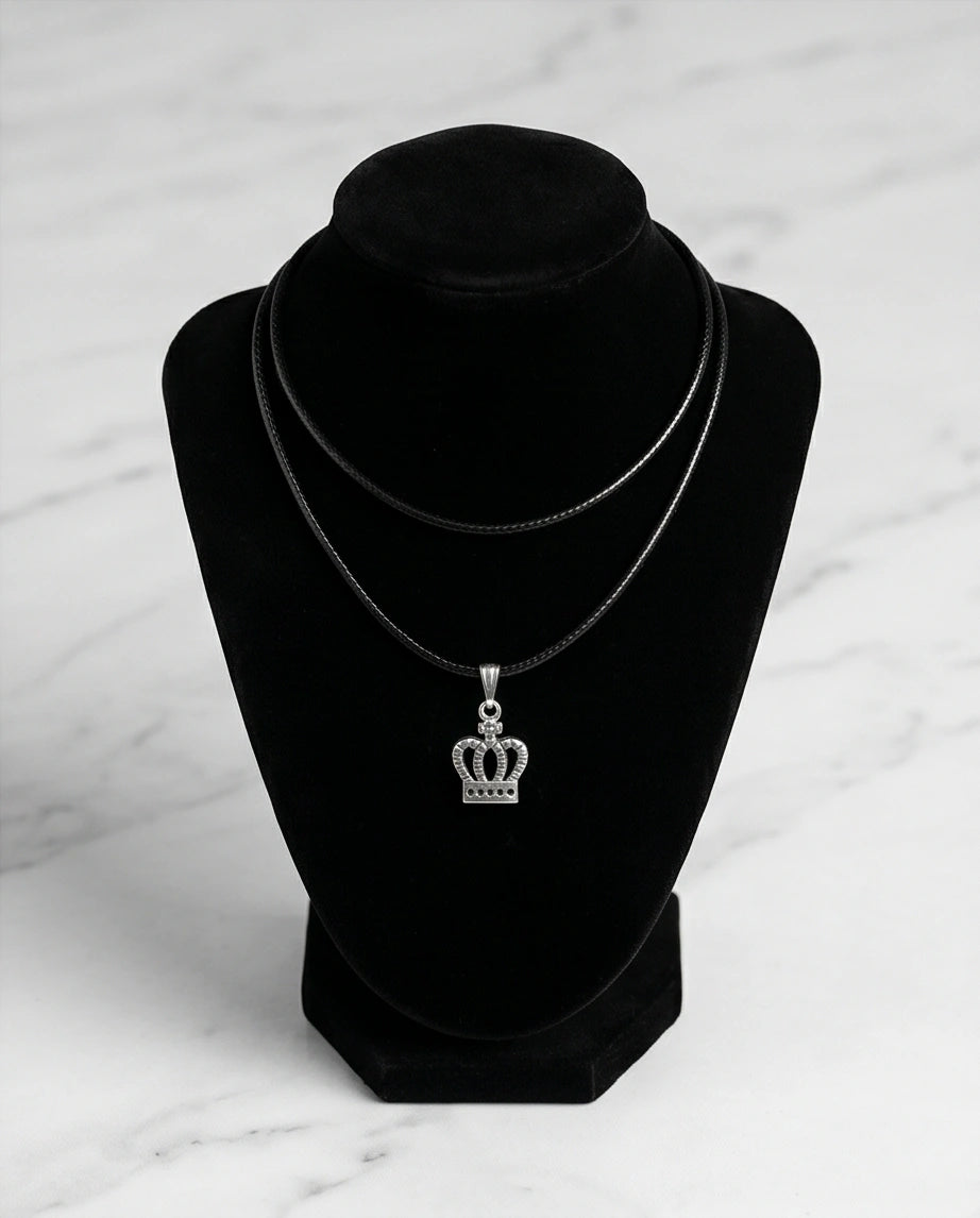 Silver Crown Pendant Necklace