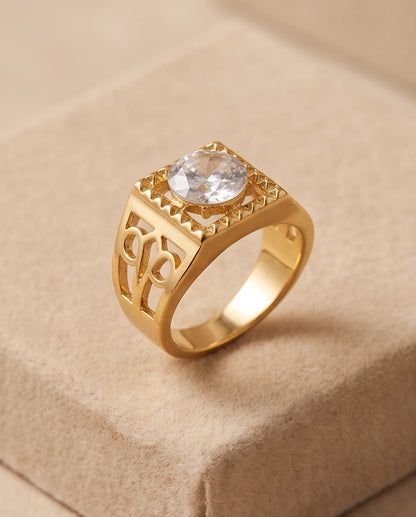 Brilliant Round Cut Sawtooth Filigree Scroll Gold Ring