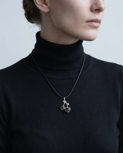 Dark Crystal Double Cherry Cord Necklace
