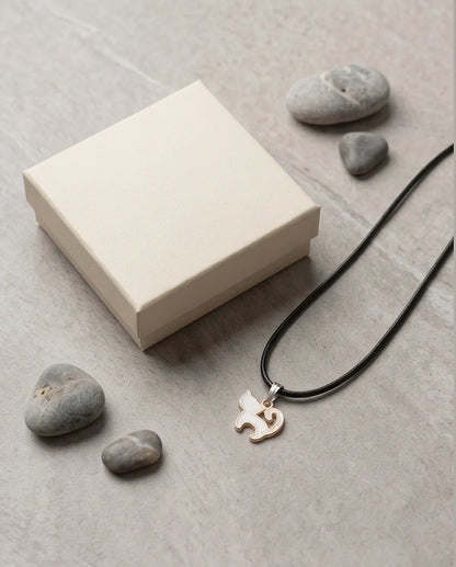 Gold and White Cat Pendant Necklace