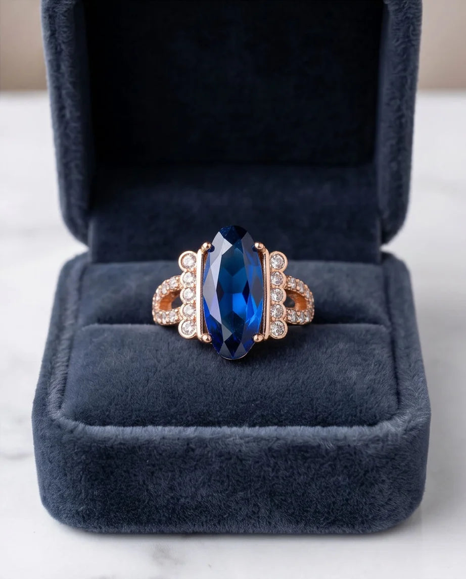 Gold Marquise Sapphire Vintage Ring