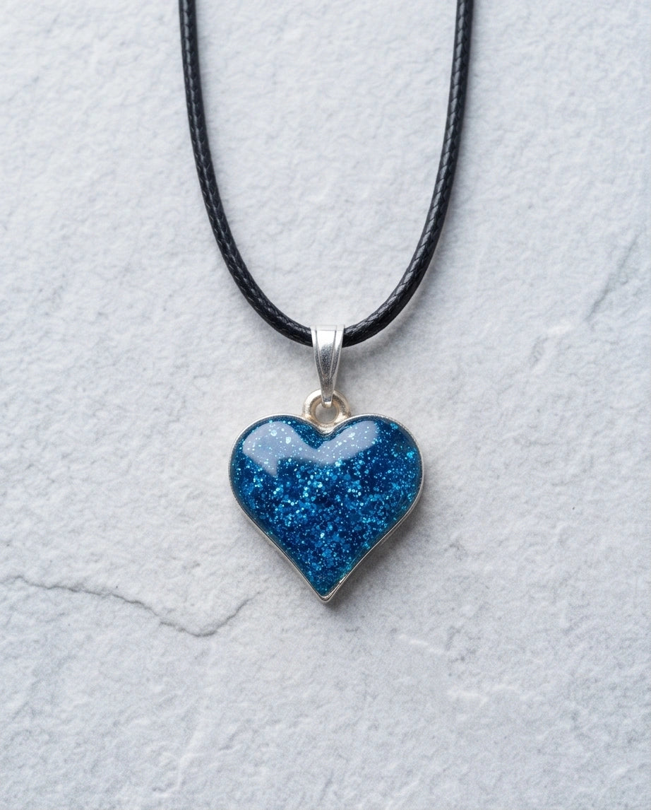 Ocean Sparkle Heart Pendant