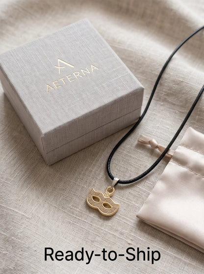 Gold Masquerade Mask Pendant Necklace