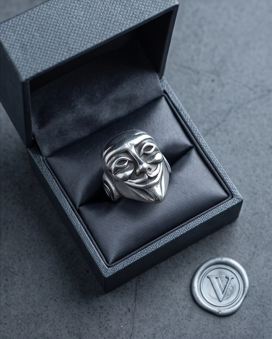 Guy Fawkes Mask Sculpted Ring