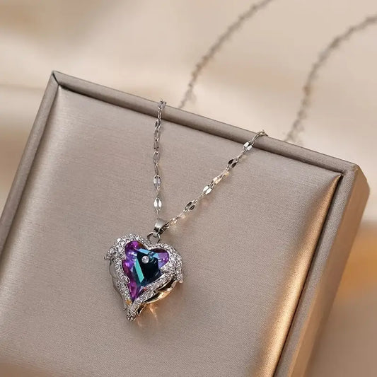 1pc Elegant Ocean Heart Pendant Necklace