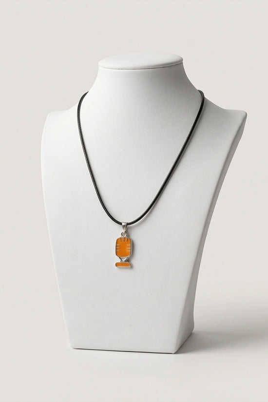 Silver Retro Orange Microphone Necklace