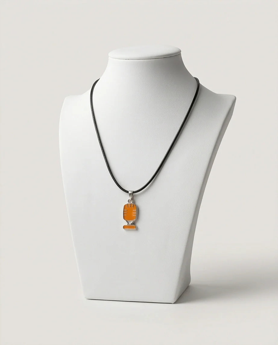 Silver Retro Orange Microphone Necklace