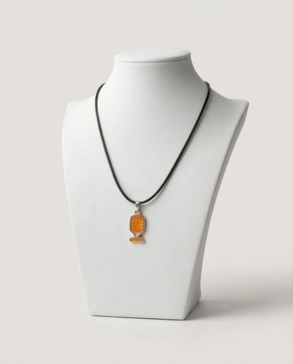 Silver Retro Orange Microphone Necklace