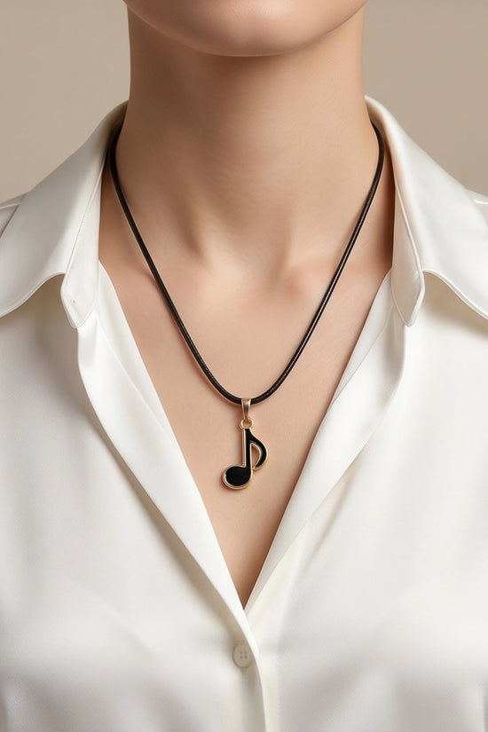 Gold and Black Eighth Note Necklace